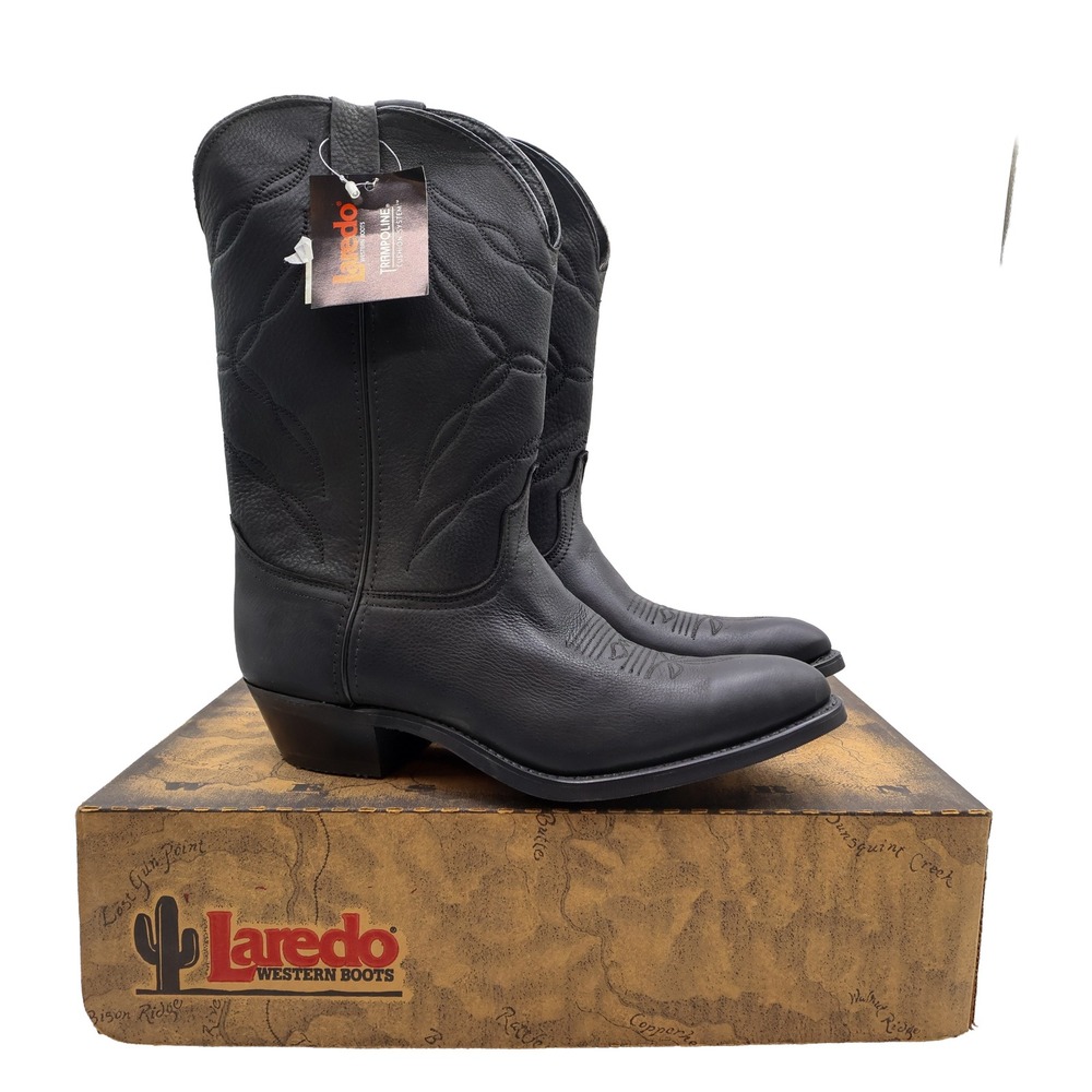 Laredo 28-1801 Western Cowboy Boots Mens 11 Black Leather NWT Made in USA